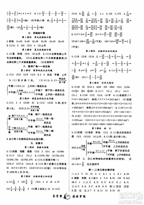 2019版优质课堂导学案五年级数学下册人教版参考答案