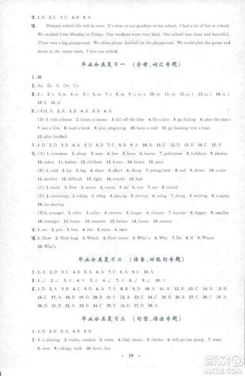 2019小学同步与测控优化设计六年级英语人教版增强版下册答案 2019小学同步与测控优化设计六年级英语人教版增强版下册答案