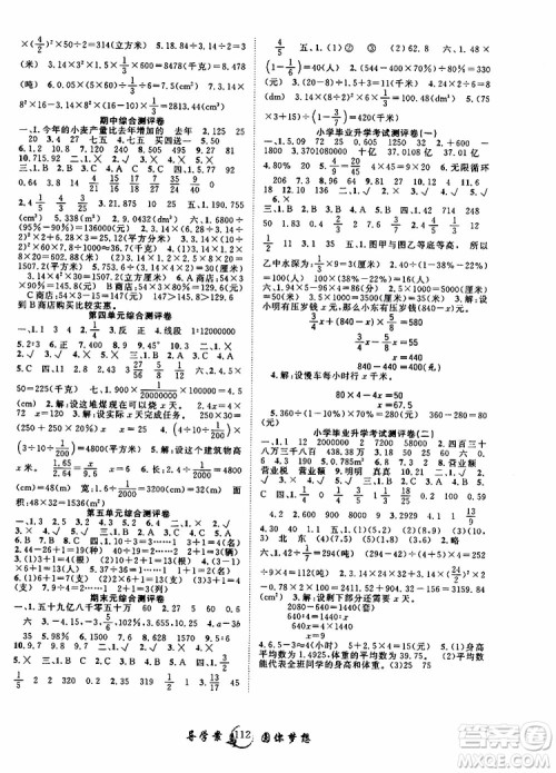 长江少年儿童出版社2019版优质课堂导学案六年级数学下册人教版参考答案 长江少年儿童出版社2019版优质课堂导学案六年级数学下册人教版参考答案