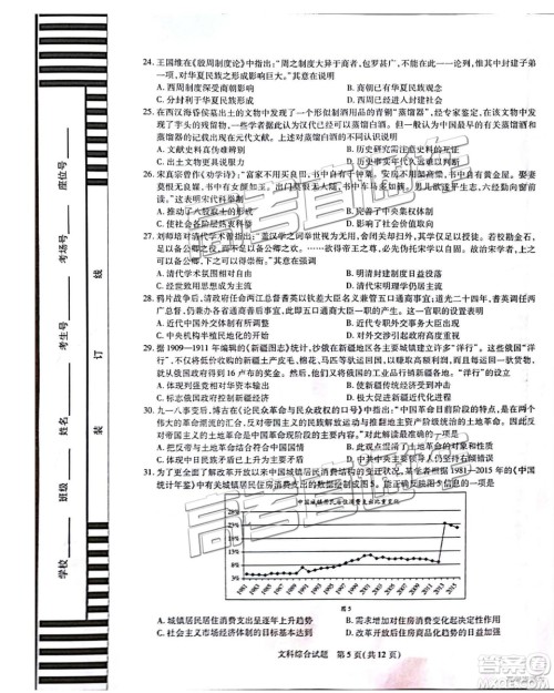 2019年安徽皖北协作区高三联考文综试题及参考答案