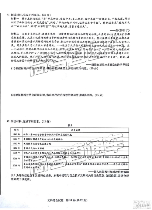 2019年安徽皖北协作区高三联考文综试题及参考答案