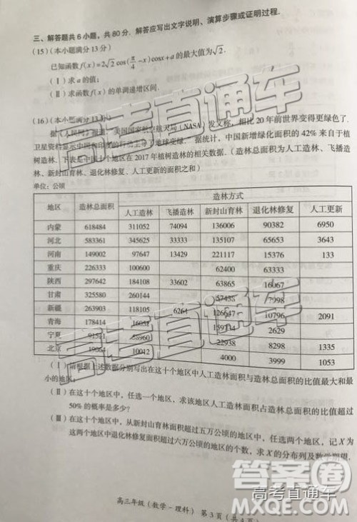 2019年北京海淀区一模数学参考答案 2019年北京海淀区一模数学参考答案