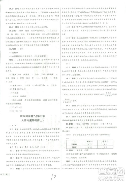 优化设计单元测试卷2019年七年级下册生物RJ人教版参考答案