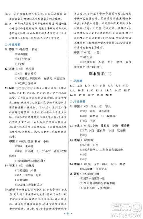 2019年初中同步测控优化设计七年级下册人教版中国历史答案