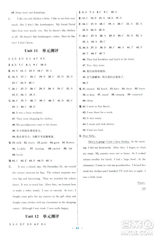 2019年七年级英语下册人教版初中同步测控优化设计答案 2019年七年级英语下册人教版初中同步测控优化设计答案