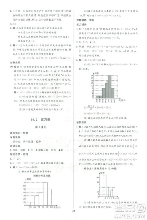 2019年优化设计七年级数学下册人教版初中同步测控优化设计答案