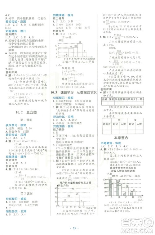 福建专版2019春初中同步测控优化设计数学七年级下册人教版答案