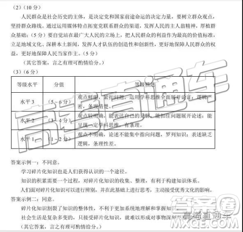 2019年4月昆明二统文综参考答案 2019年4月昆明二统文综参考答案