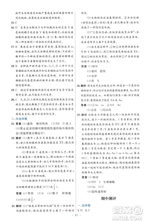 2019年初中同步测控优化设计生物学八年级下册人教版答案 2019年初中同步测控优化设计生物学八年级下册人教版答案