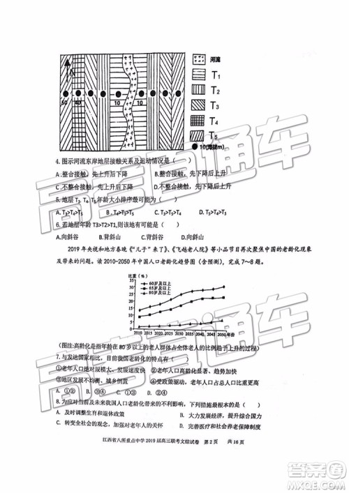 2019年江西八校联考文综理综试题及参考答案