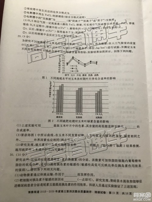 2019年博雅闻道衡水金卷高三第四轮联合质检理综试题及参考答案