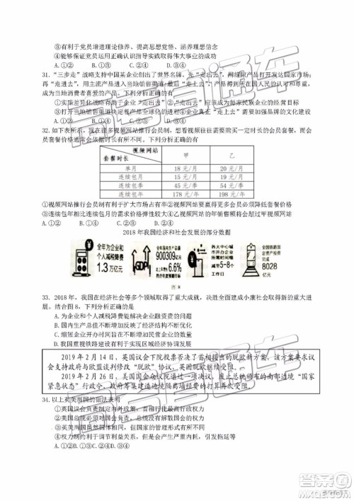 2019年北京朝阳区一模文科综合试题及参考答案 2019年北京朝阳区一模文科综合试题及参考答案