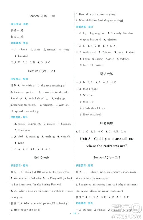 2019年初中同步测控优化设计九年级全一册英语参考答案 2019年初中同步测控优化设计九年级全一册英语参考答案