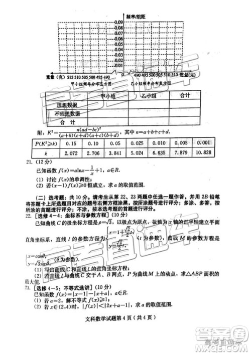 2019年高三保定一模数学试题及参考答案