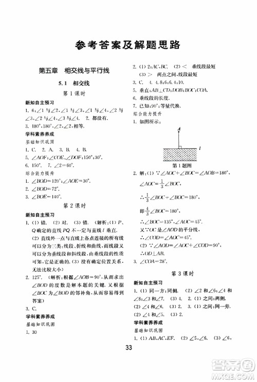 2019年初中基础训练数学七年级下册人教版参考答案