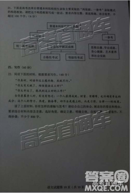 2019东北三省四市一模语文试题及参考答案 2019东北三省四市一模语文试题及参考答案