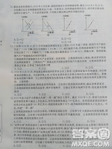 2019年全国高考冲刺压轴卷二文综答案