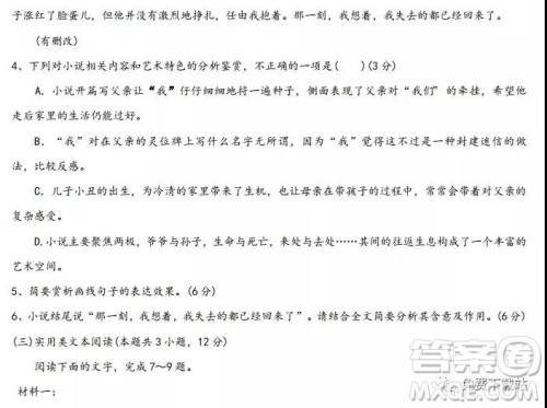 河北省衡水市中学2019届高三年级八调考试语文试卷及答案 河北省衡水市中学2019届高三年级八调考试语文试卷及答案