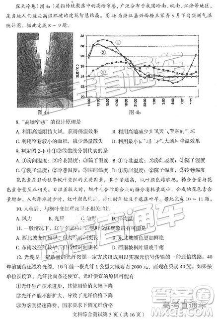 2019东北三省四市一模文综试题及参考答案