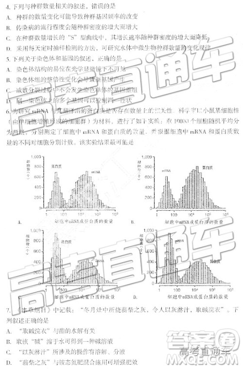 2019东北三省四市一模理综试题及参考答案