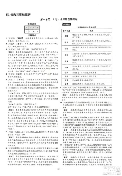 2019版金考卷RJ活页题选名师名题单元双测卷九年级下册语文人教版答案 2019版金考卷RJ活页题选名师名题单元双测卷九年级下册语文人教版答案