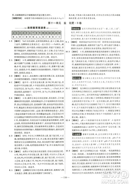 2019版人教版金考卷活页题选九年级下化学RJ名师名题单元双测卷答案