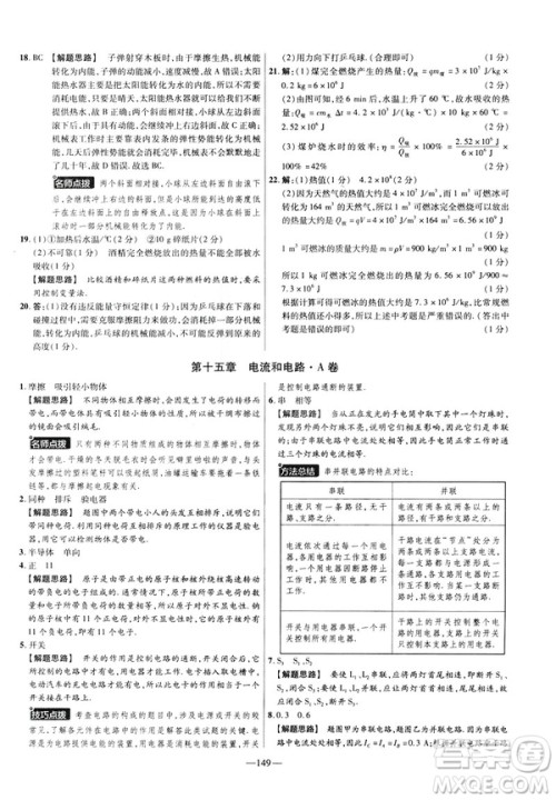 2019版人教版金考卷活页题选九年级全一册物理RJ名师名题单元双测卷答案