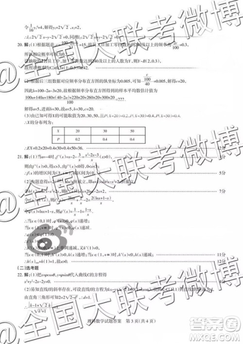 2019年山西省高三适应性测试二文理数参考答案 2019年山西省高三适应性测试二文理数参考答案