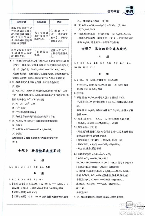 2019新版一本必胜中考化学金版青岛专版参考答案 2019新版一本必胜中考化学金版青岛专版参考答案