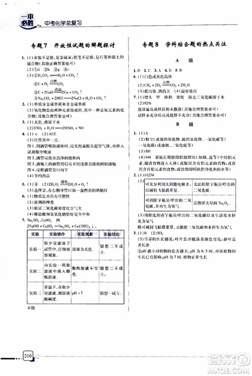 2019新版一本必胜中考化学金版青岛专版参考答案 2019新版一本必胜中考化学金版青岛专版参考答案