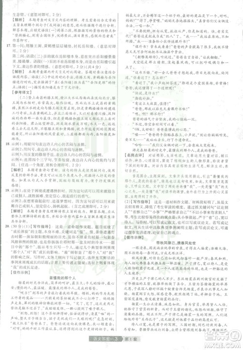 天星中考2019年河南中考45套卷金考卷特快专递语文参考答案