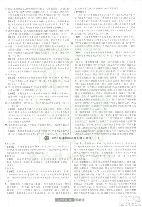 天星中考2019年河南中考45套卷金考卷特快专递语文参考答案
