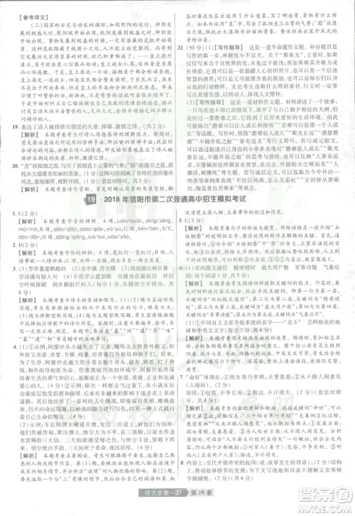 天星中考2019年河南中考45套卷金考卷特快专递语文参考答案