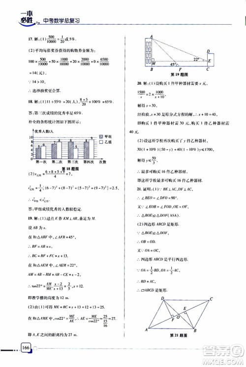 金版2019年一本必胜中考数学总复习青岛专版参考答案