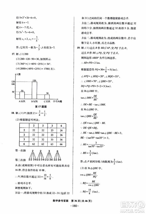 2019年一本必胜中考数学模拟试题银版青岛专版9787543608474参考答案 2019年一本必胜中考数学模拟试题银版青岛专版9787543608474参考答案