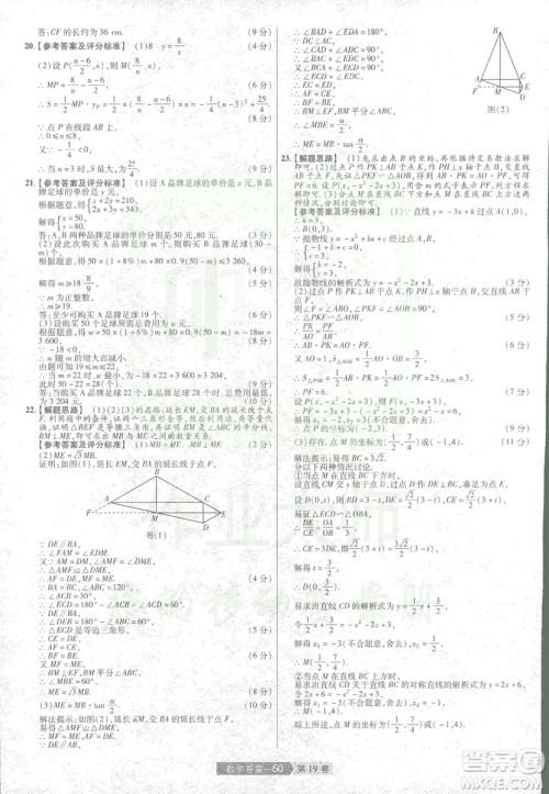 天星教育2019年中考用金考卷特快专递河南中考45套数学答案 天星教育2019年中考用金考卷特快专递河南中考45套数学答案