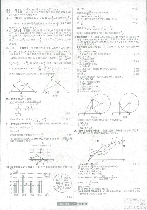 天星教育2019年中考用金考卷特快专递河南中考45套数学答案 天星教育2019年中考用金考卷特快专递河南中考45套数学答案