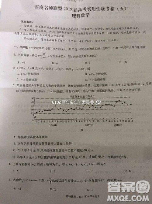 昆十中云天化2019届高三复习备考联合质量检测卷六文理数试卷及参考答案 昆十中云天化2019届高三复习备考联合质量检测卷六文理数试卷及参考答案