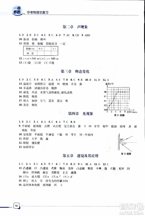 金版青岛专版2019年一本必胜中考物理总复习参考答案