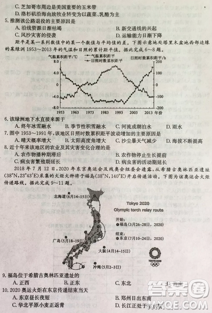2019年普通高等学校招生全国统考冲刺预测全国卷三文综答案 2019年普通高等学校招生全国统考冲刺预测全国卷三文综答案