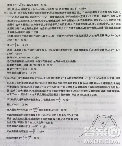2019年普通高等学校招生全国统考冲刺预测全国卷三理综参考答案
