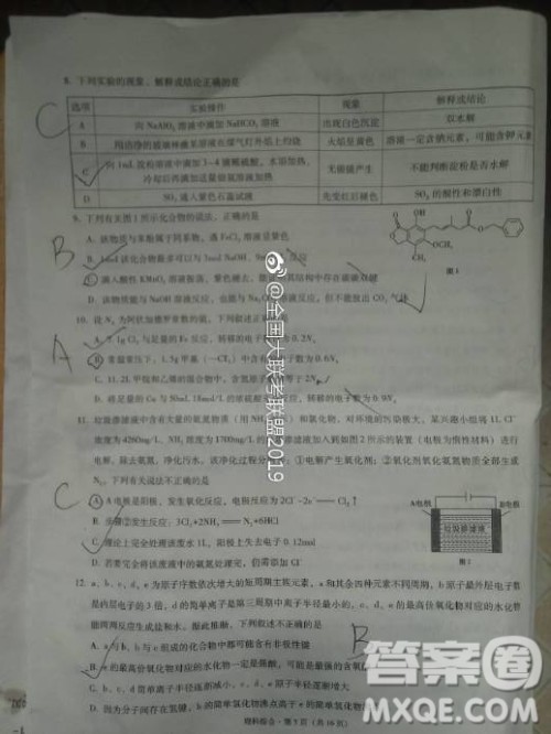 昆十中云天化2019届高三复习备考联合质量检测卷六文理综试卷参考答案 昆十中云天化2019届高三复习备考联合质量检测卷六文理综试卷参考答案