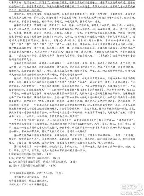 2019年上海市杨浦区二模语文试卷答案 2019年上海市杨浦区二模语文试卷答案