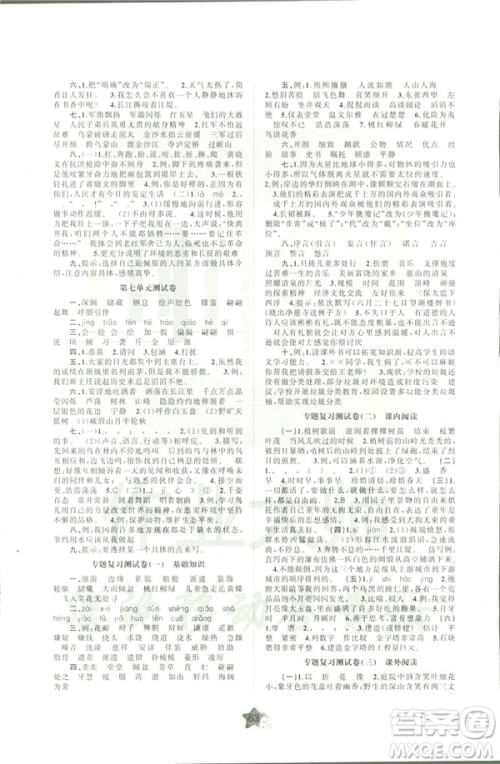 2019苏教版B版新课程学习与测评单元双测五年级语文下册答案 2019苏教版B版新课程学习与测评单元双测五年级语文下册答案