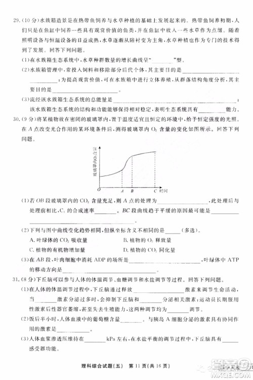 衡中同卷2019年普通高等学校招生全国统一考试模拟试题五理科综合试题及答案 衡中同卷2019年普通高等学校招生全国统一考试模拟试题五理科综合试题及答案