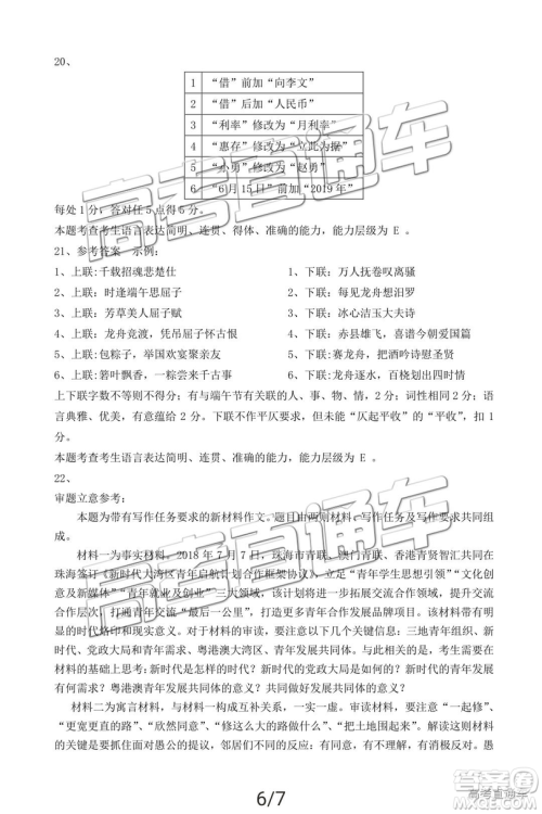 2019佛山二模语文试题及参考答案 2019佛山二模语文试题及参考答案