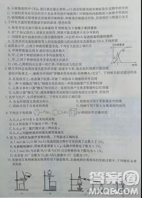 2019年全国高考冲刺压轴卷三理综试卷及参考答案