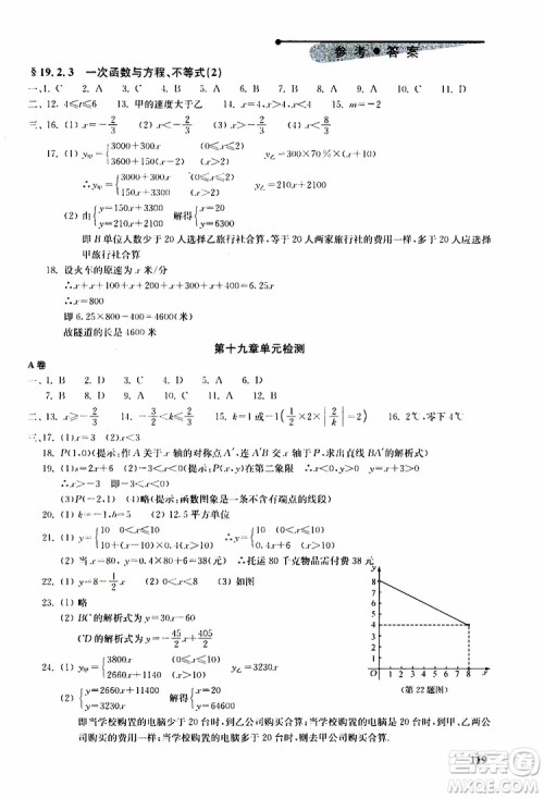 人教版2019年初中数学丢分题每节一练八年级下册参考答案