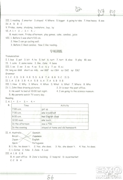 新课标单元同步双测2019小学英语六年级下册人教PEP版答案 新课标单元同步双测2019小学英语六年级下册人教PEP版答案