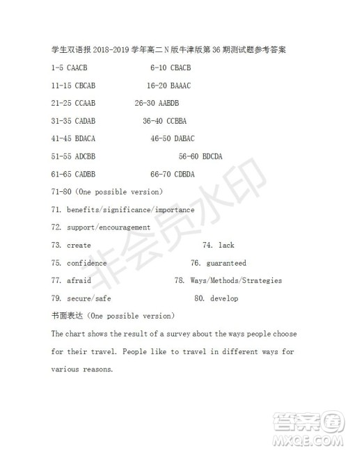 学生双语报2018-2019学年度N版牛津版高二下第36期答案